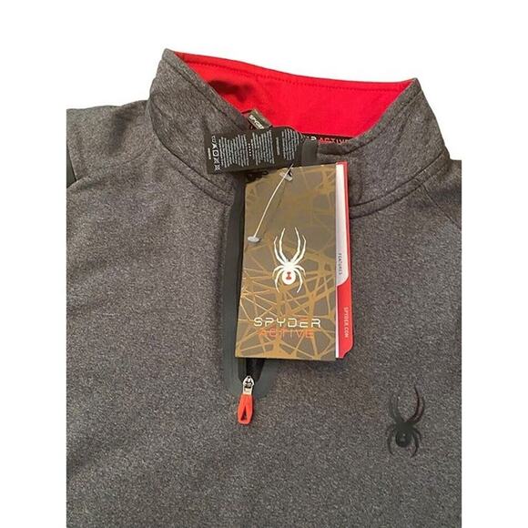 NWT Spyder Active Zip Black Red Long Sleeve Athletic Large Breathable Quick Dry - Picture 3 of 11